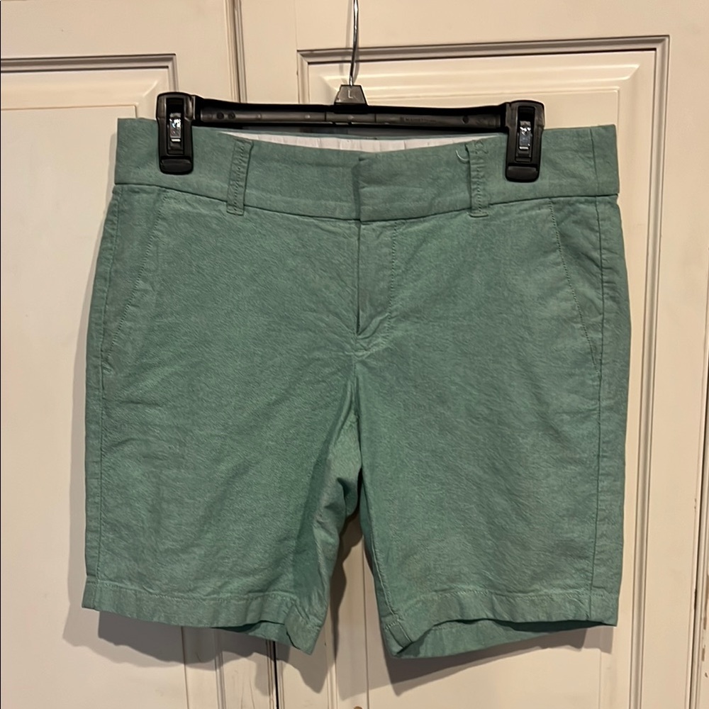 J. Crew Green Bermuda Shorts Tailored Cotton Blend